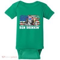 Funny Ben Drinkin USA American Flag Baby Bodysuit thumb 0