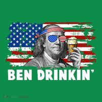 Funny Ben Drinkin USA American Flag Baby Bodysuit thumb 2