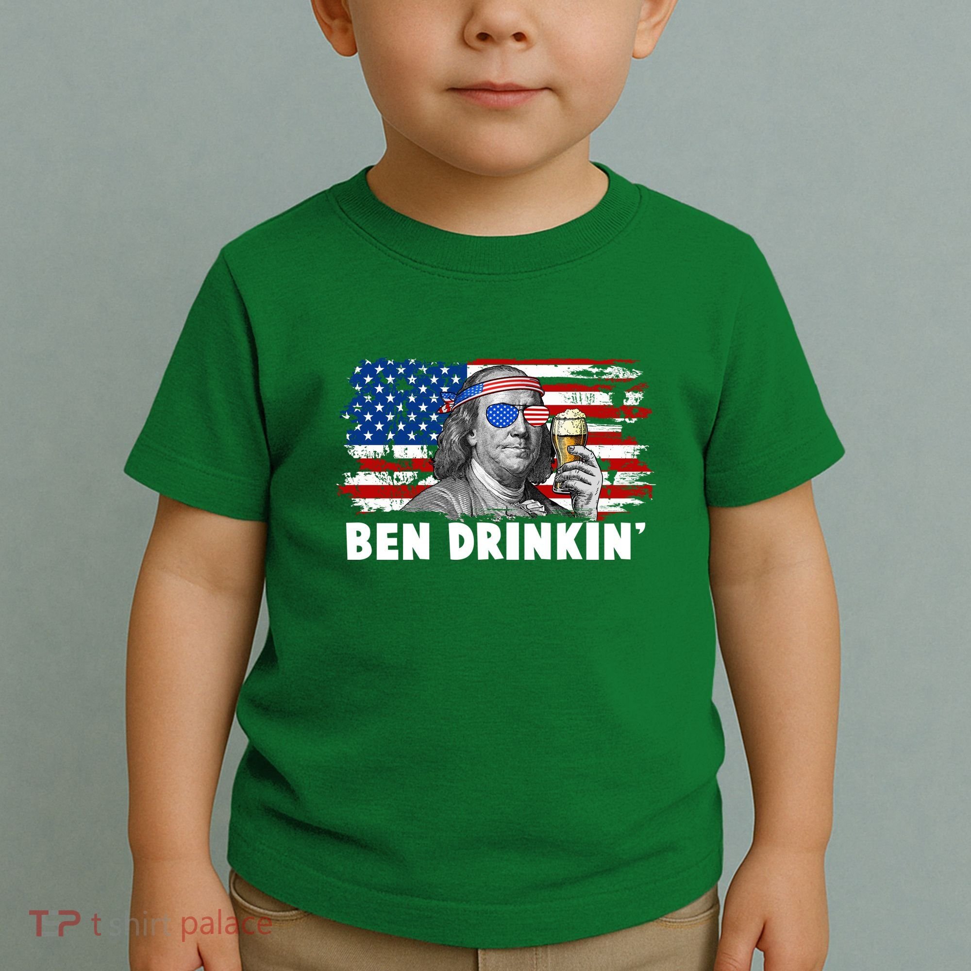 Funny Ben Drinkin USA American Flag Toddler T-Shirt