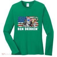 Funny Ben Drinkin USA American Flag Women's Long Sleeve Shirt thumb 0