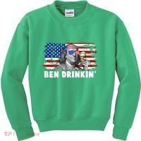 Funny Ben Drinkin USA American Flag Kids Sweatshirt thumb 0
