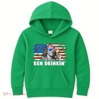 Funny Ben Drinkin USA American Flag Kids Hoodie thumb 0