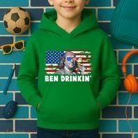 Funny Ben Drinkin USA American Flag Kids Hoodie thumb 2