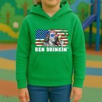 Funny Ben Drinkin USA American Flag Kids Hoodie thumb 3