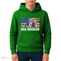 Funny Ben Drinkin USA American Flag Kids Hoodie thumb 4