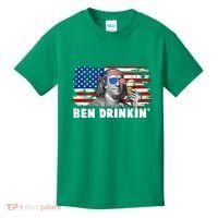 Funny Ben Drinkin USA American Flag Kids T-Shirt thumb 0