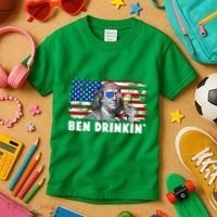 Funny Ben Drinkin USA American Flag Kids T-Shirt thumb 3
