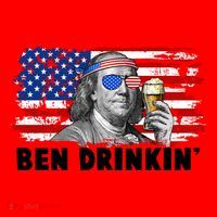 Funny Ben Drinkin USA American Flag Santa Hat thumb 1