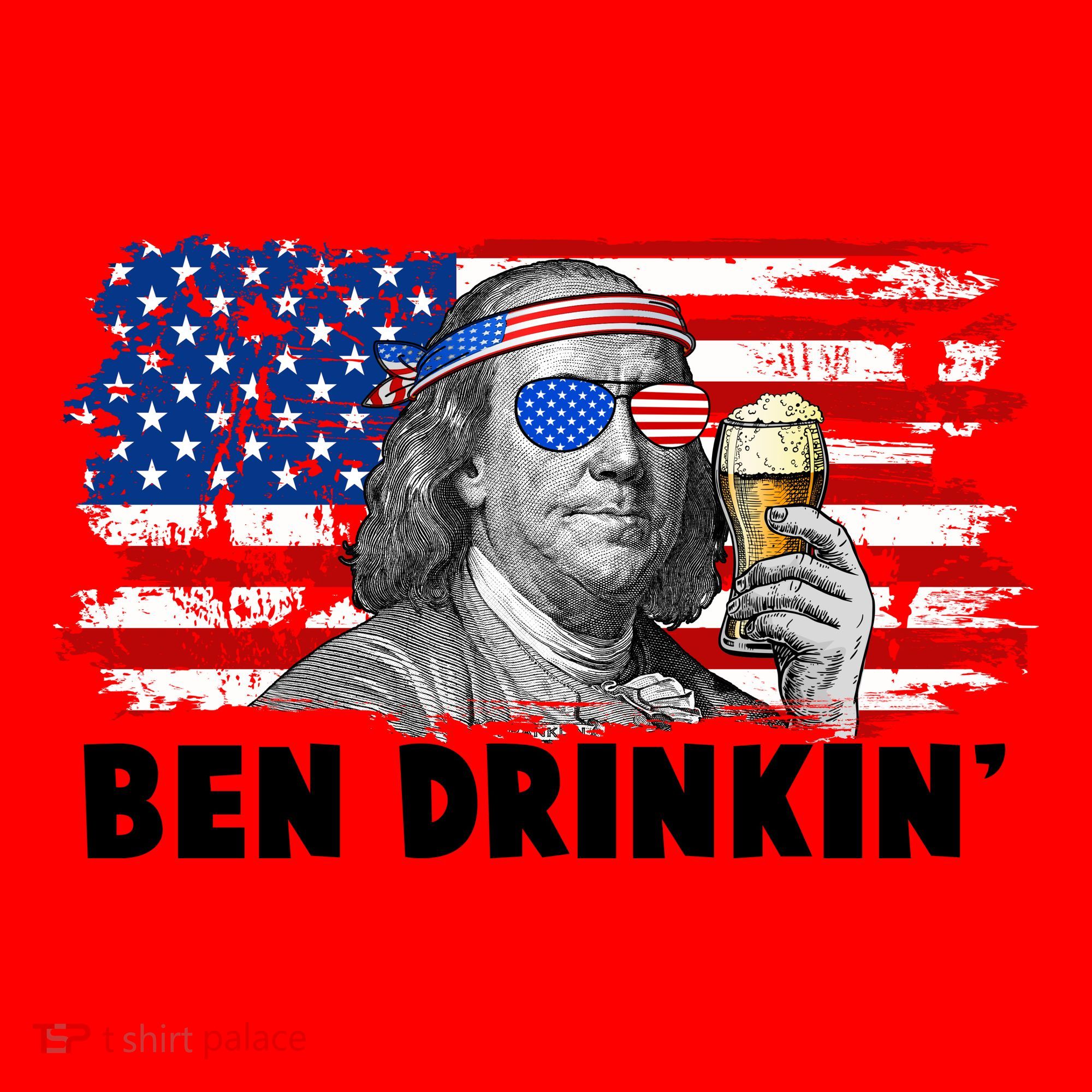 Funny Ben Drinkin USA American Flag Santa Hat