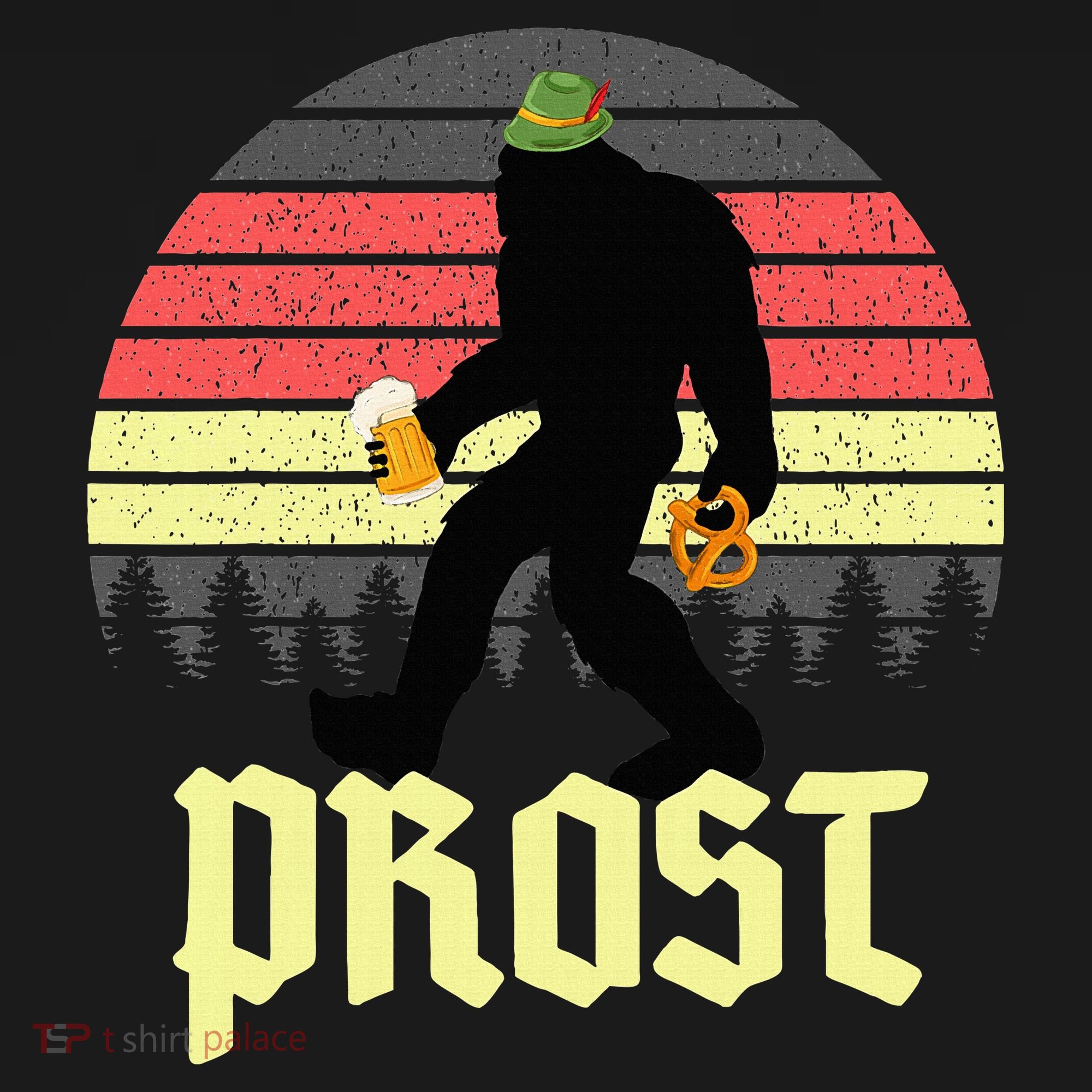 Funny Bigfoot Drinking Beer German Oktoberfest Prost Bucket Hat