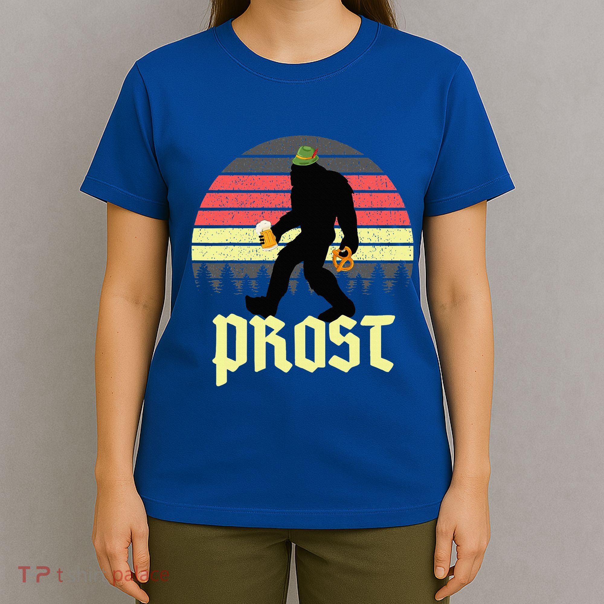 Funny Bigfoot Drinking Beer German Oktoberfest Prost T-Shirt