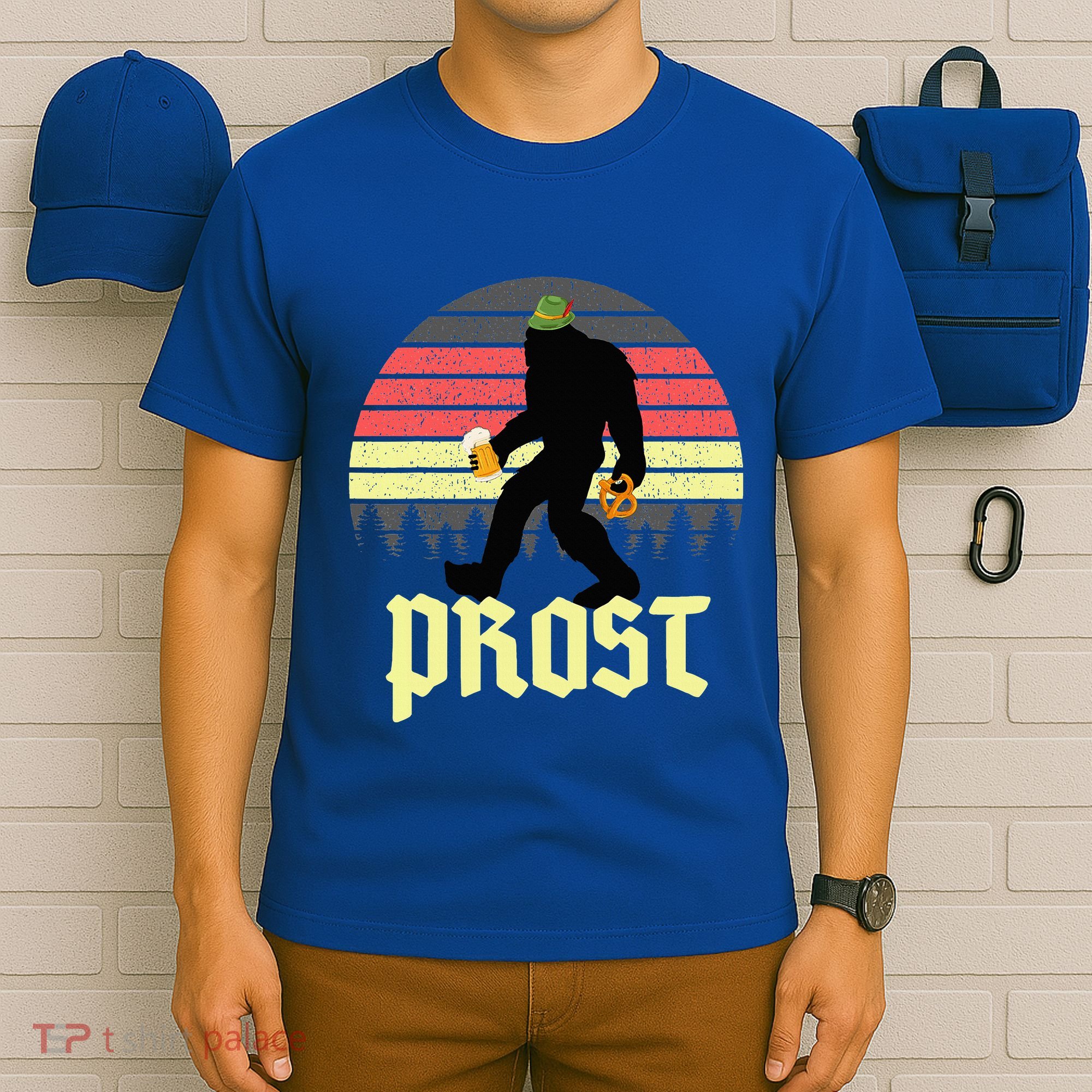 Funny Bigfoot Drinking Beer German Oktoberfest Prost T-Shirt