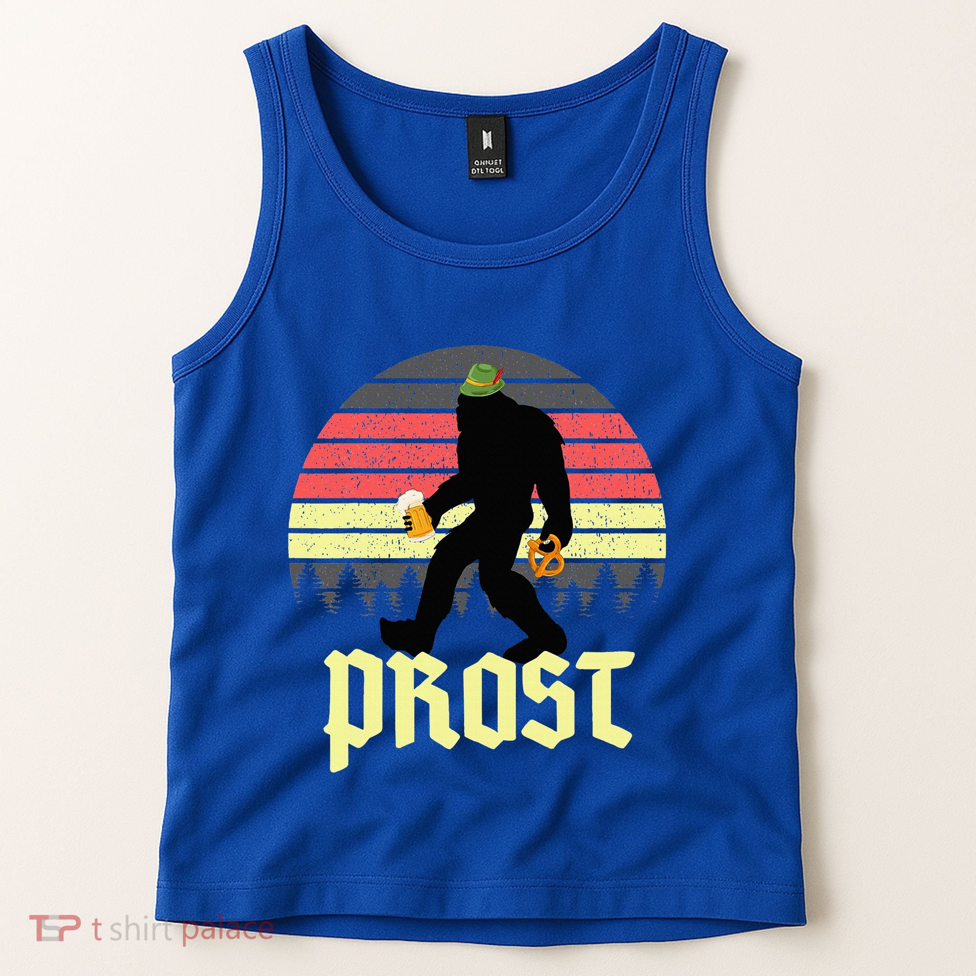 Funny Bigfoot Drinking Beer German Oktoberfest Prost Tank Top