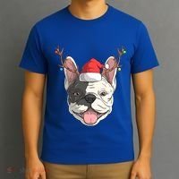 French Bulldog Dog Santa Claus Hat Christmas Xmas Reindeer Cool Gift T-Shirt thumb 3