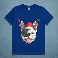 French Bulldog Dog Santa Claus Hat Christmas Xmas Reindeer Cool Gift T-Shirt thumb 5