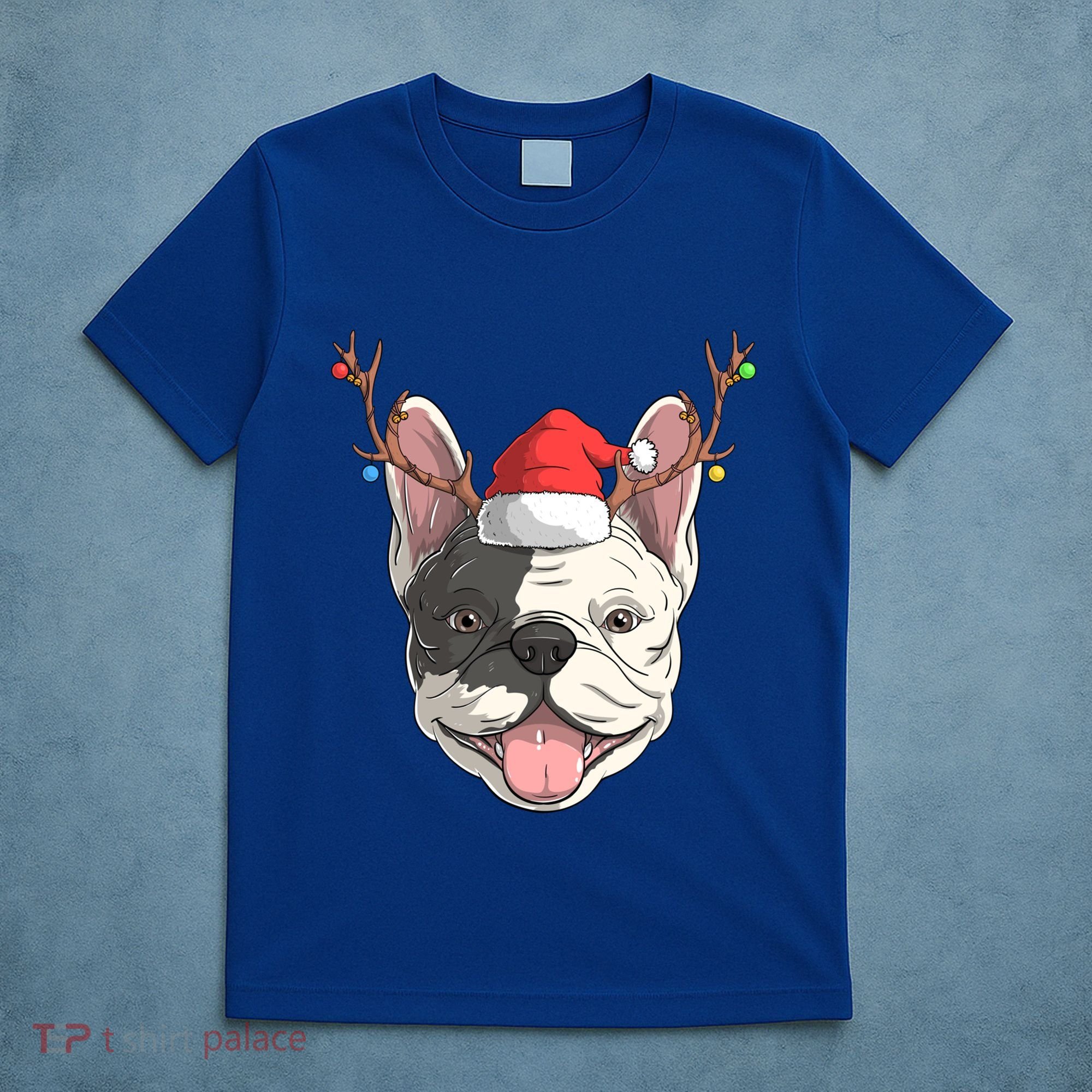 French Bulldog Dog Santa Claus Hat Christmas Xmas Reindeer Cool Gift T-Shirt