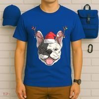 French Bulldog Dog Santa Claus Hat Christmas Xmas Reindeer Cool Gift T-Shirt thumb 6