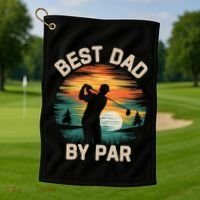 Funny Best Dad By Par Golf Lover FatherS Day Gift Golf Towel thumb 1