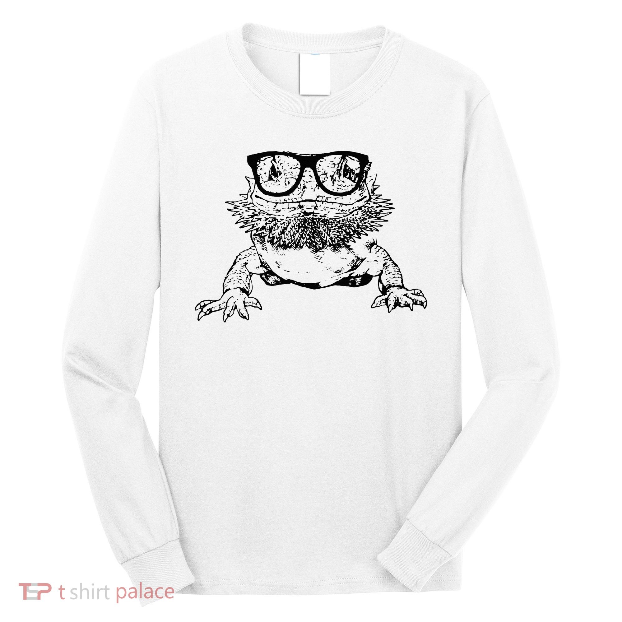 Funny Bearded Dragon Cute Reptile Lizard Nerdy Glass Animal Long Sleeve Shirt