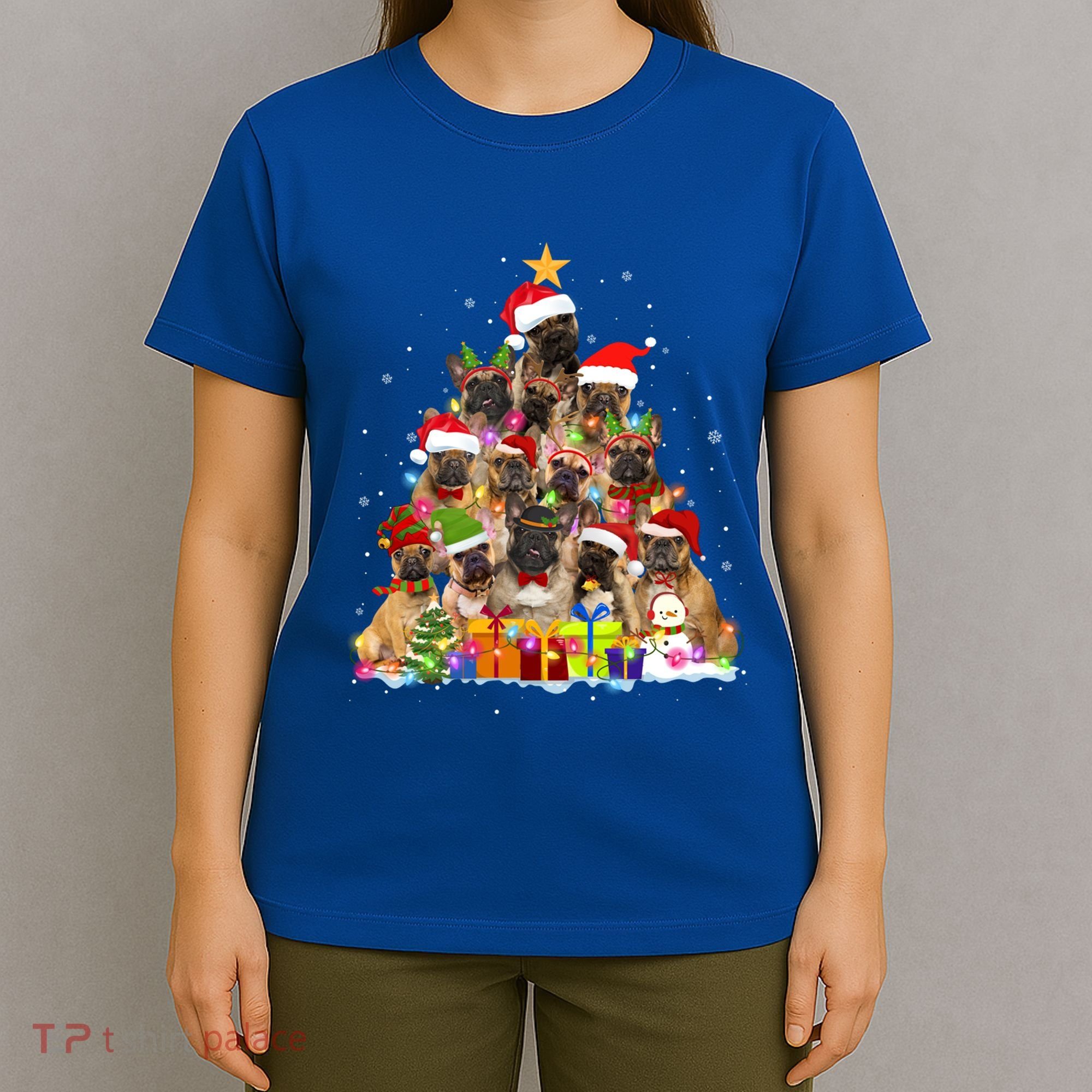 French Bulldog Dog Christmas Lights Tree Pet Dog Lover Xmas Meaningful Gift T-Shirt