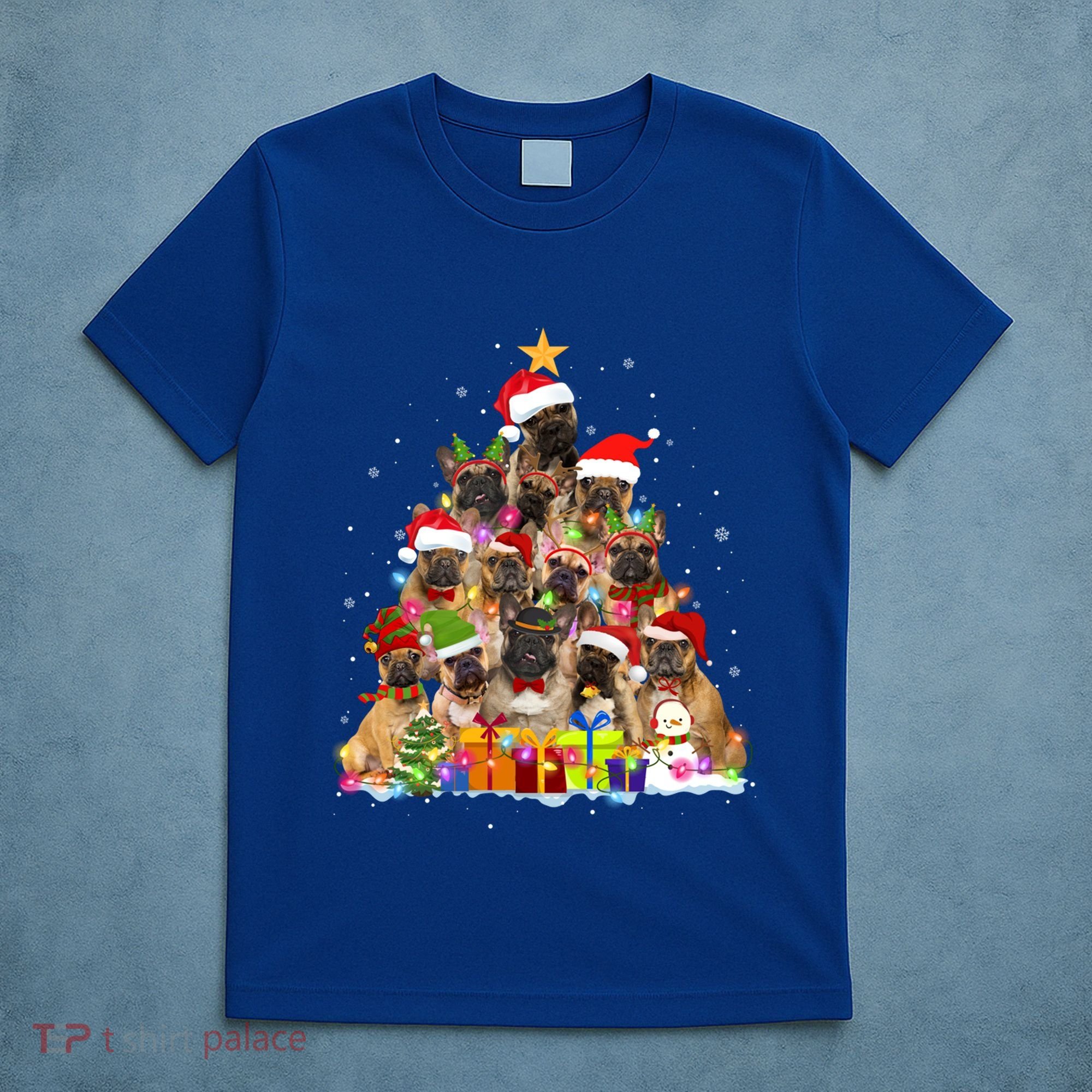 French Bulldog Dog Christmas Lights Tree Pet Dog Lover Xmas Meaningful Gift T-Shirt