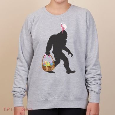 Funny Bigfoot Easter Design with Easter Basket and Bigfoot Women's Sweatshirt