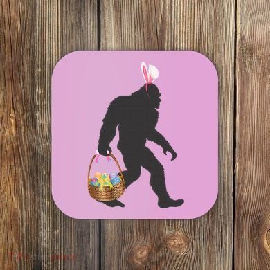Funny Bigfoot Easter Design with Easter Basket and Bigfoot Coaster