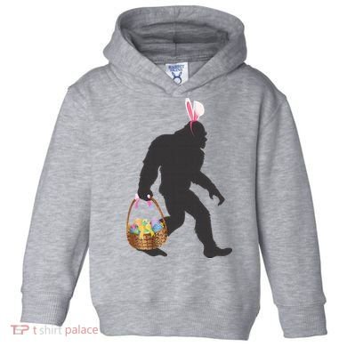 Funny Bigfoot Easter Design with Easter Basket and Bigfoot Toddler Hoodie