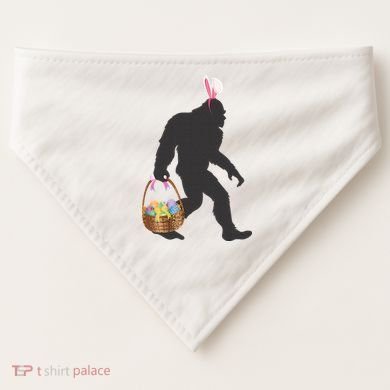 Funny Bigfoot Easter Design with Easter Basket and Bigfoot USA-Made Doggie Bandana