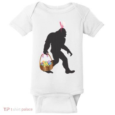 Funny Bigfoot Easter Design with Easter Basket and Bigfoot Baby Bodysuit