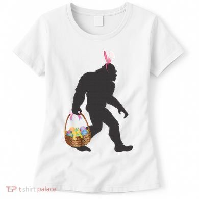 Funny Bigfoot Easter Design with Easter Basket and Bigfoot Women's T-Shirt