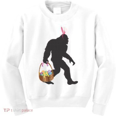 Funny Bigfoot Easter Design with Easter Basket and Bigfoot Kids Sweatshirt