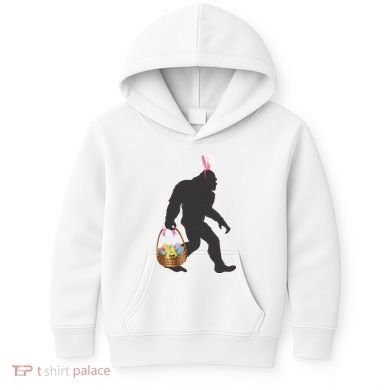 Funny Bigfoot Easter Design with Easter Basket and Bigfoot Kids Hoodie