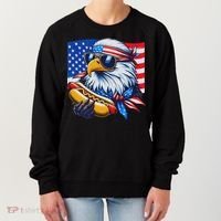 Funny Bald Eagle Hotdog American Flag 4th Of July Patriotic Women's Sweatshirt thumb 0