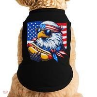 Funny Bald Eagle Hotdog American Flag 4th Of July Patriotic Doggie Tank thumb 0