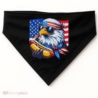 Funny Bald Eagle Hotdog American Flag 4th Of July Patriotic USA-Made Doggie Bandana thumb 0