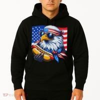 Funny Bald Eagle Hotdog American Flag 4th Of July Patriotic Hoodie thumb 2