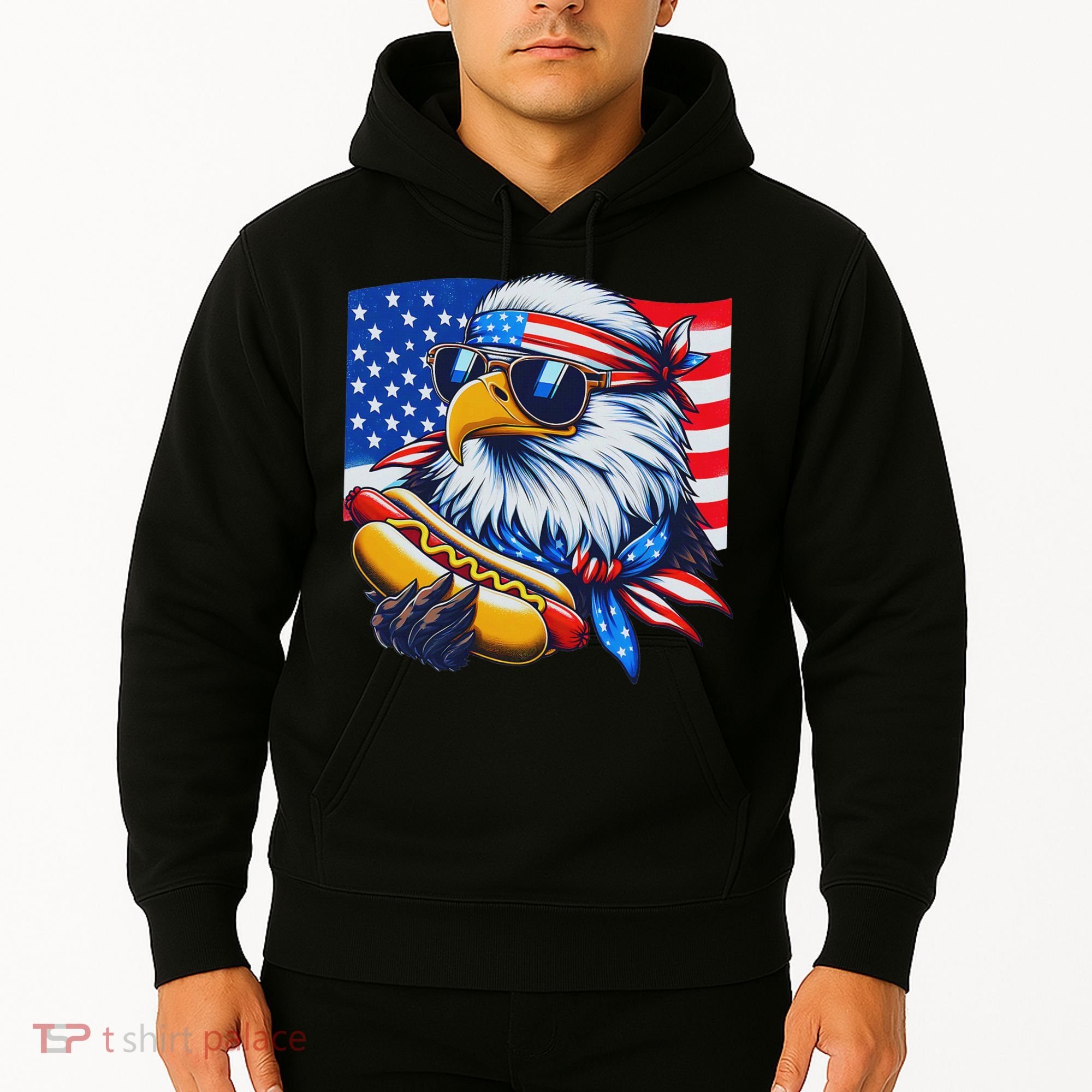 Funny Bald Eagle Hotdog American Flag 4th Of July Patriotic Hoodie