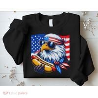 Funny Bald Eagle Hotdog American Flag 4th Of July Patriotic Sweatshirt thumb 2