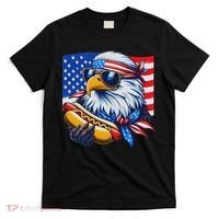 Funny Bald Eagle Hotdog American Flag 4th Of July Patriotic T-Shirt thumb 0