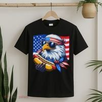 Funny Bald Eagle Hotdog American Flag 4th Of July Patriotic T-Shirt thumb 2