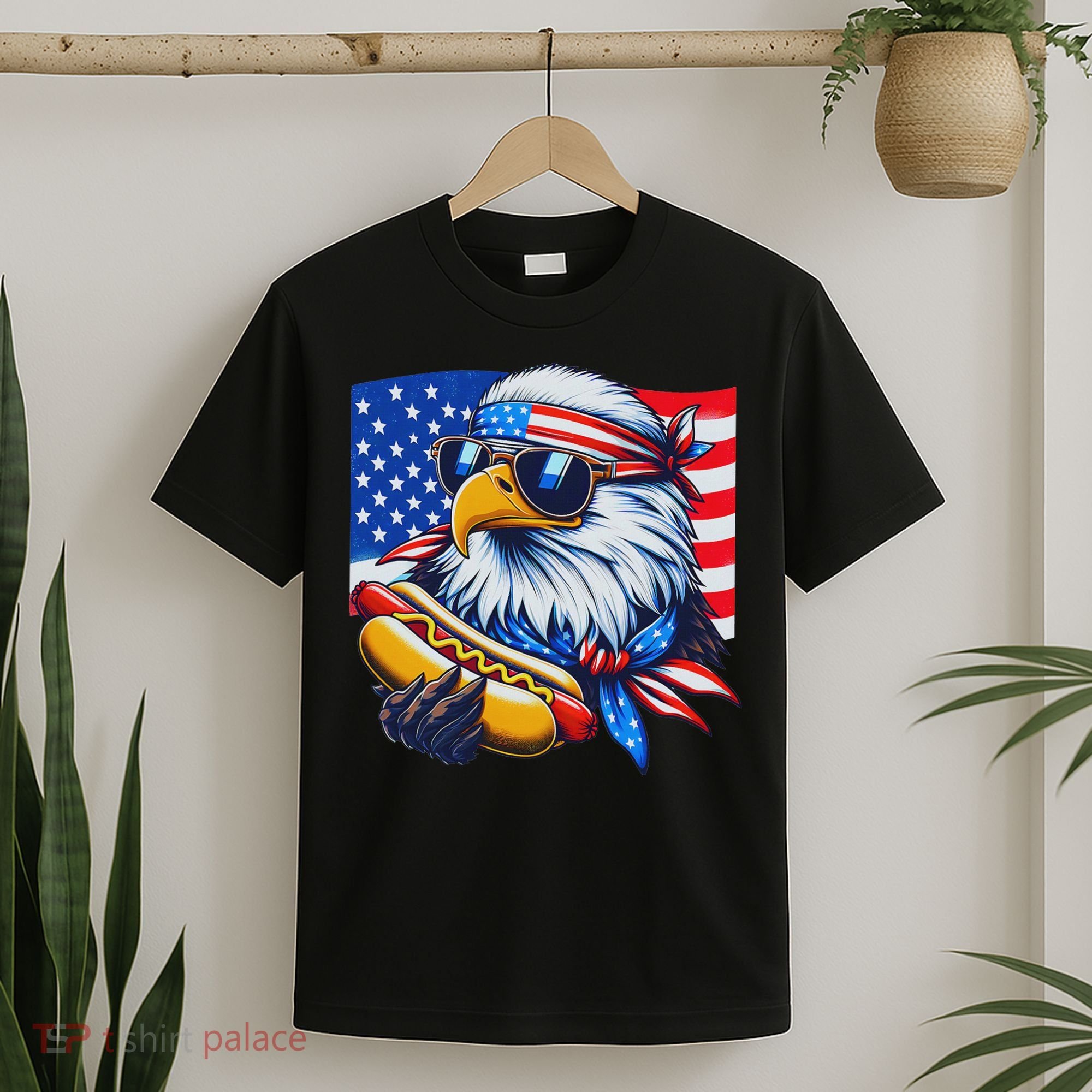 Funny Bald Eagle Hotdog American Flag 4th Of July Patriotic T-Shirt