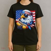 Funny Bald Eagle Hotdog American Flag 4th Of July Patriotic T-Shirt thumb 4