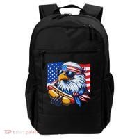 Funny Bald Eagle Hotdog American Flag 4th Of July Patriotic Backpack thumb 0