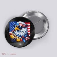 Funny Bald Eagle Hotdog American Flag 4th Of July Patriotic Button thumb 0