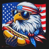 Funny Bald Eagle Hotdog American Flag 4th Of July Patriotic Coaster thumb 2