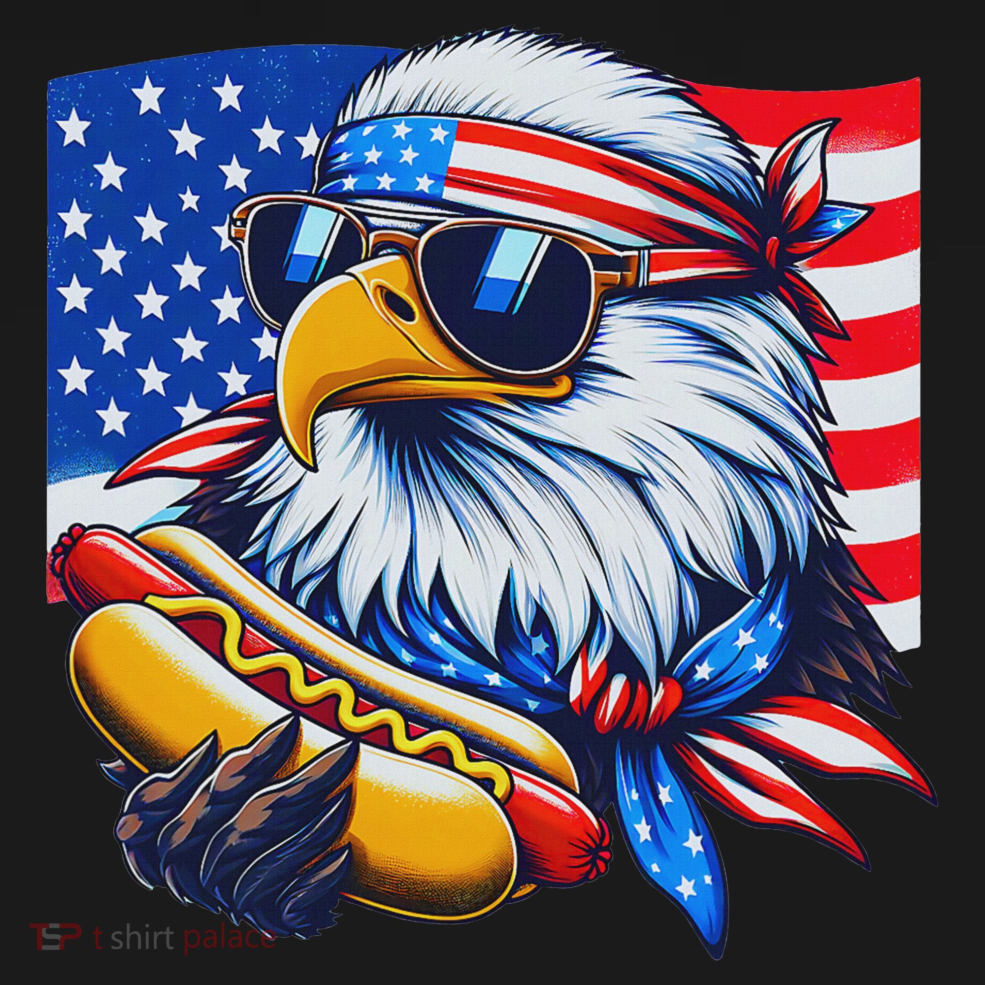 Funny Bald Eagle Hotdog American Flag 4th Of July Patriotic Women's Hoodie