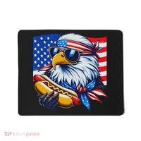 Funny Bald Eagle Hotdog American Flag 4th Of July Patriotic Mousepad thumb 0