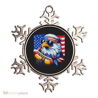 Funny Bald Eagle Hotdog American Flag 4th Of July Patriotic Ornament