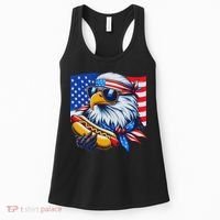 Funny Bald Eagle Hotdog American Flag 4th Of July Patriotic Women's Tank Top thumb 0